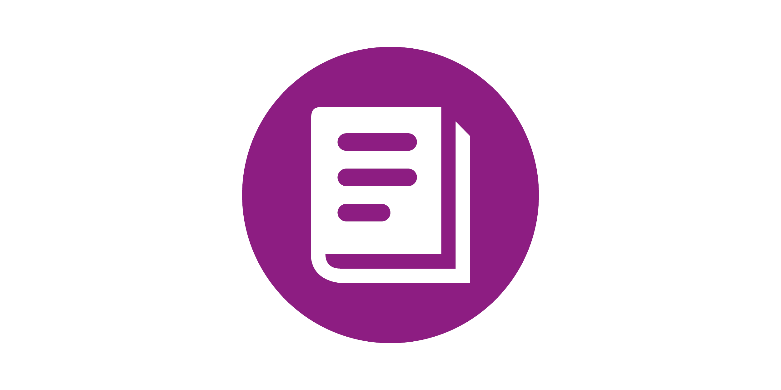 Icon of a white book on a purple background
