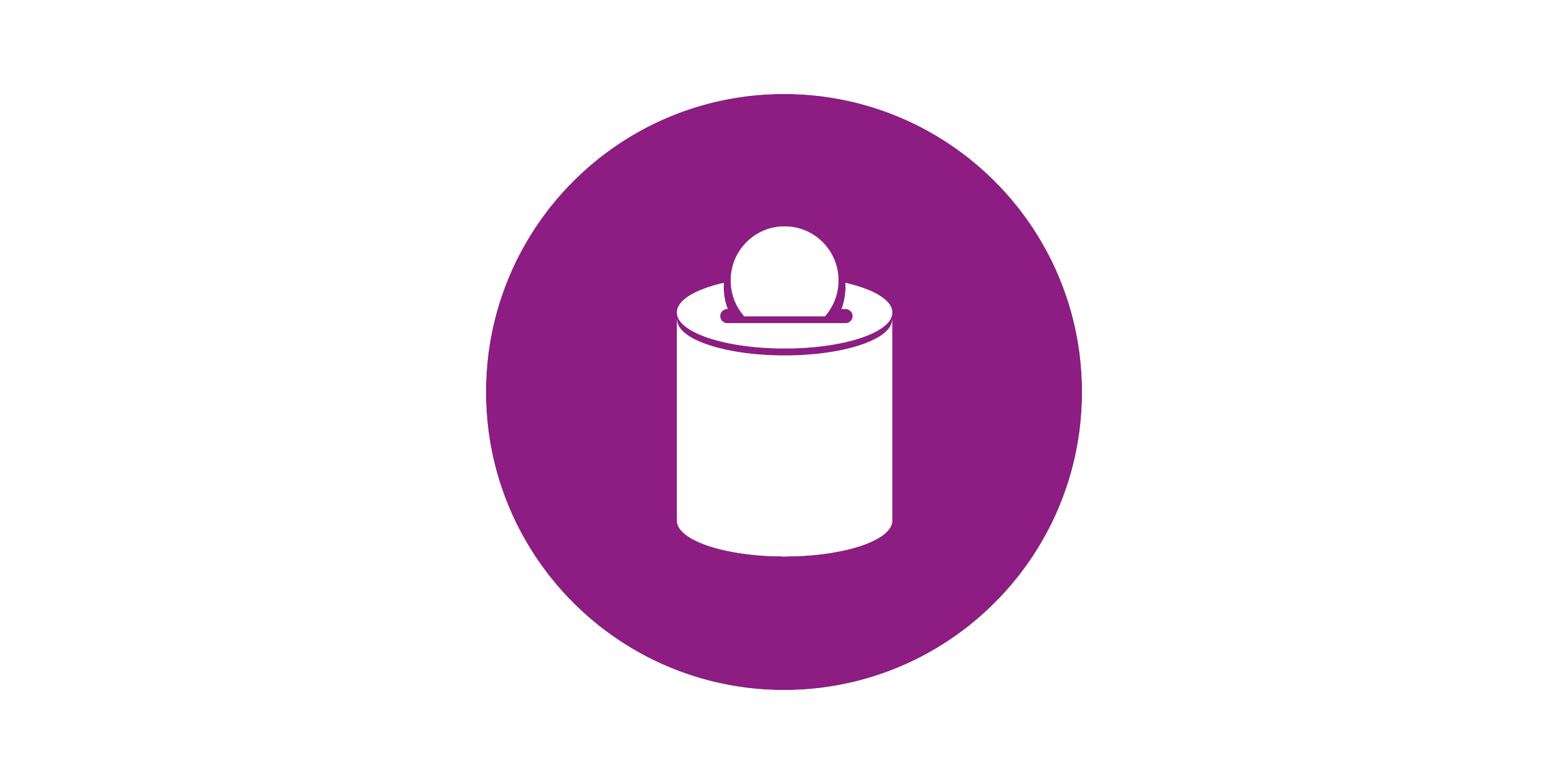 Icon of a white collection tin with a coin on a purple background