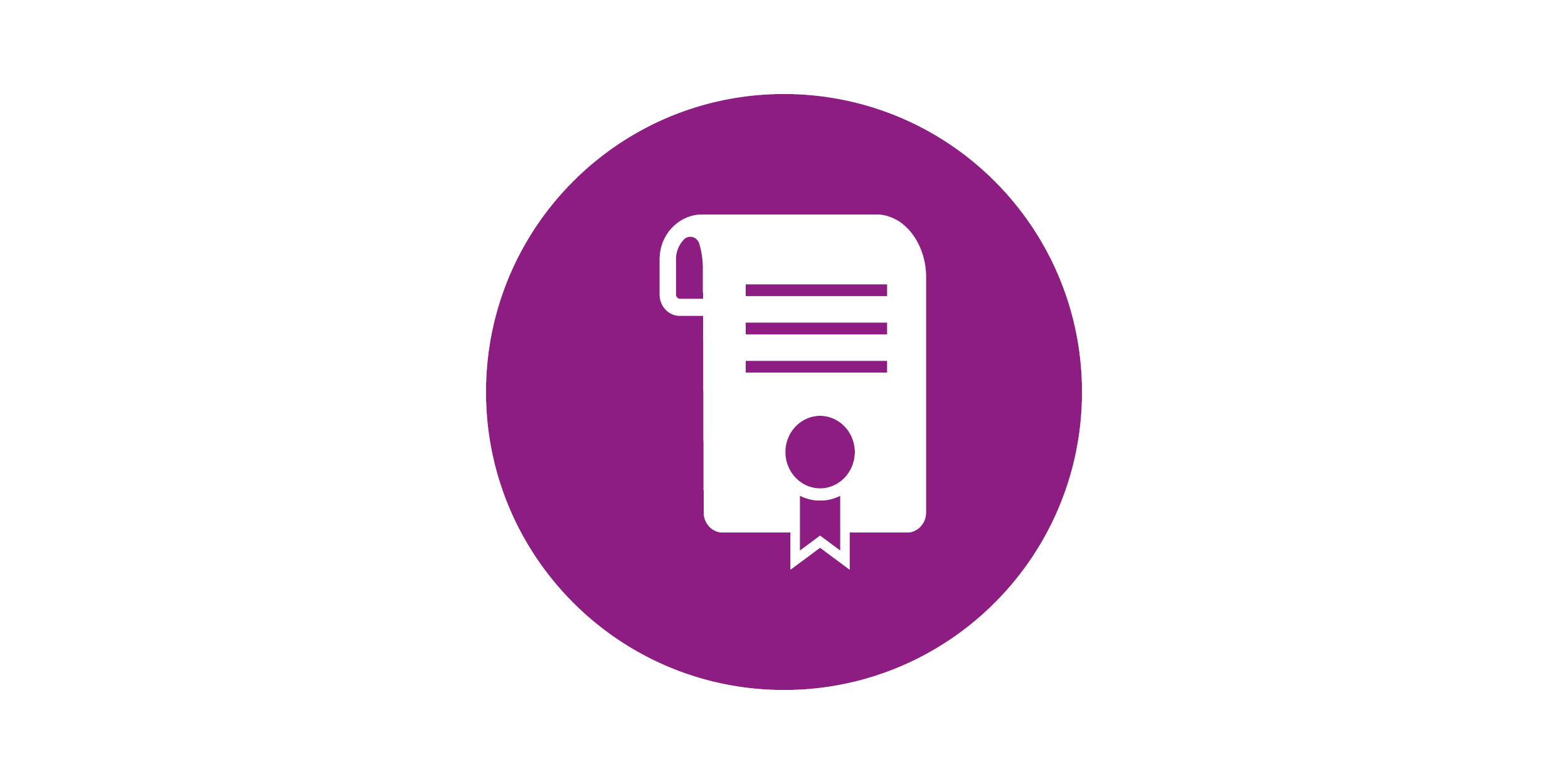 Icon of a white legal document with seal on a purple background