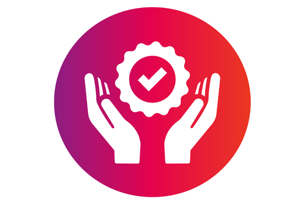 our Code of Fundraising Practice icon on a red to pink gradient circle 